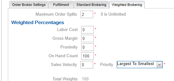 This figure shows the Weighted Brokering tab where you can specify further preference options.