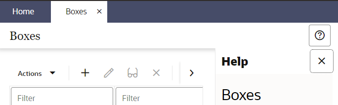 Illustrates the help panel open to the right. Illustrates the help panel open to the right.