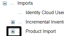 Illustrates the Product Import selected in the left-hand panel.