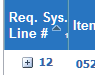Illustrates the plus sign next to the requesting system line number if the line has split.