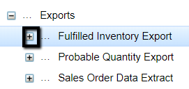 Illustrates the plus sign next to the Fulfilled Inventory Export job. Illustrates the plus sign next to the Fulfilled Inventory Export job.