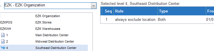 Illustrates a highlighted location with the applied rule displayed to the right.