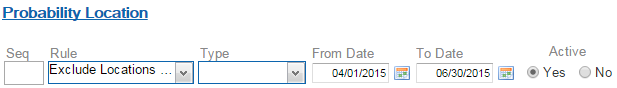 Illustrates the fields you use to assign a probability rule.