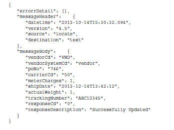 Sample setDSShipConfirm Response Message