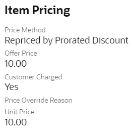Illustrates the Customer Charged field in the Item Pricing section.