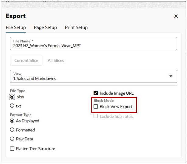 Block View Export Option