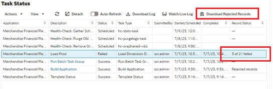 This image shows rejected records