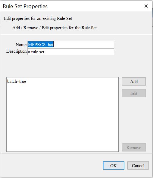 Batch Rule Set Properties Window