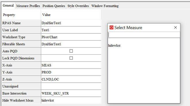 This image shows Select a Hide worksheet measure dialog box.