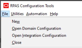 This image shows the Open Integration Configuration Menu Item in the File menu.