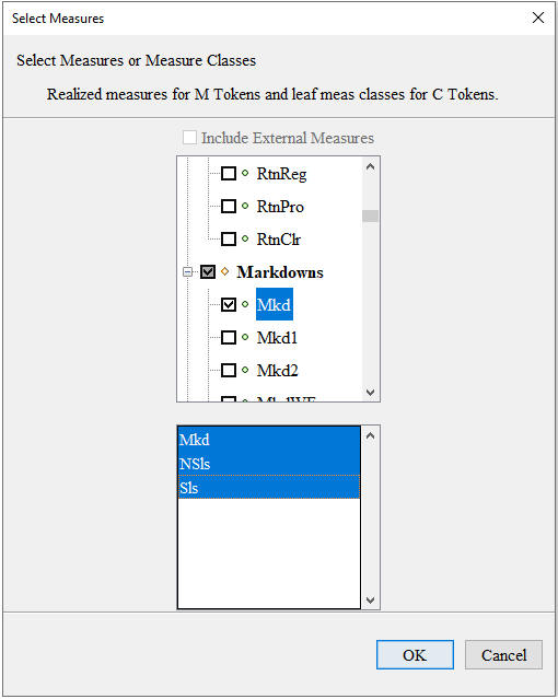 This image shows the Select Measures dialog box.