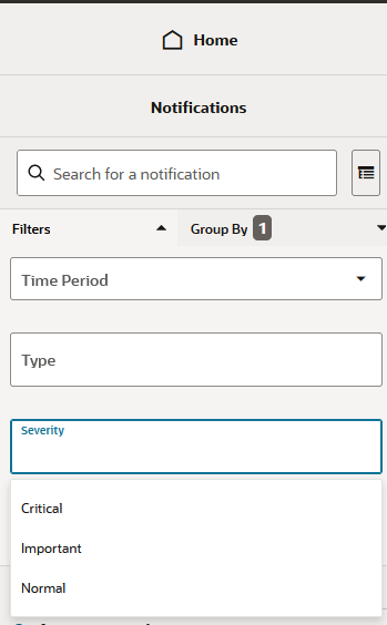 Notifications Severity Filter Options