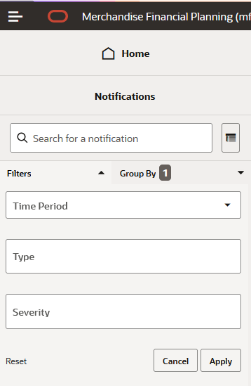 Notifications Filter Options