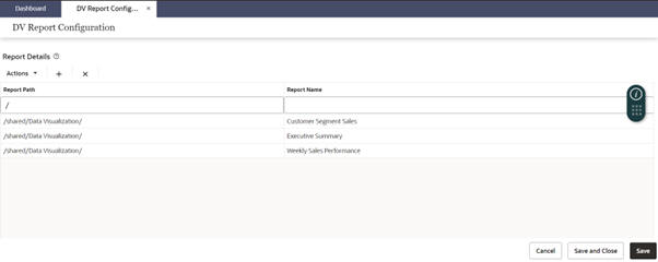 This image shows the dv report configuration