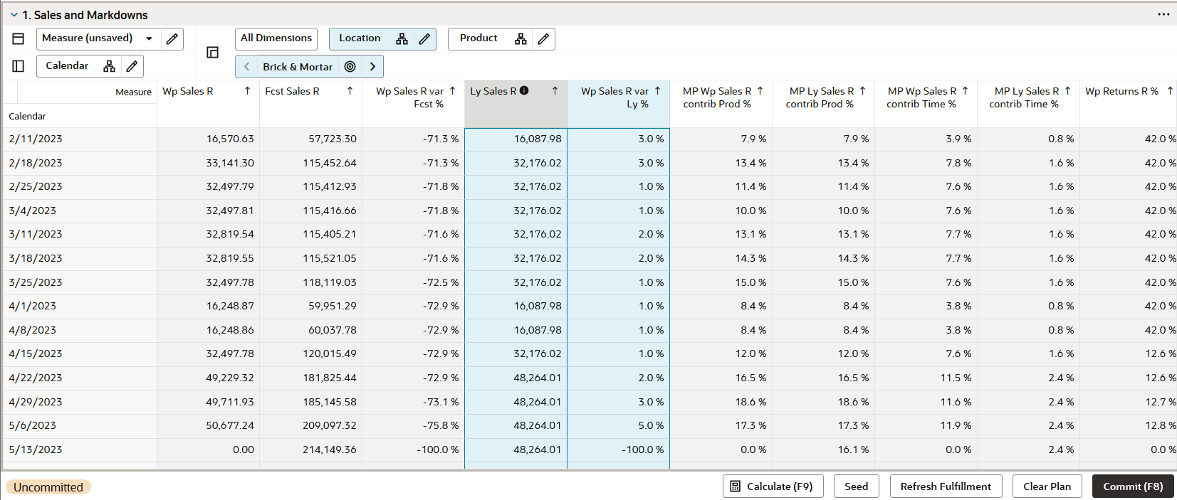 Select the Measure Columns or Rows