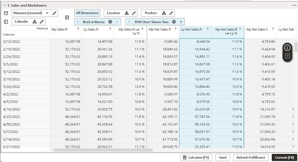 Select the Measure Column or Row