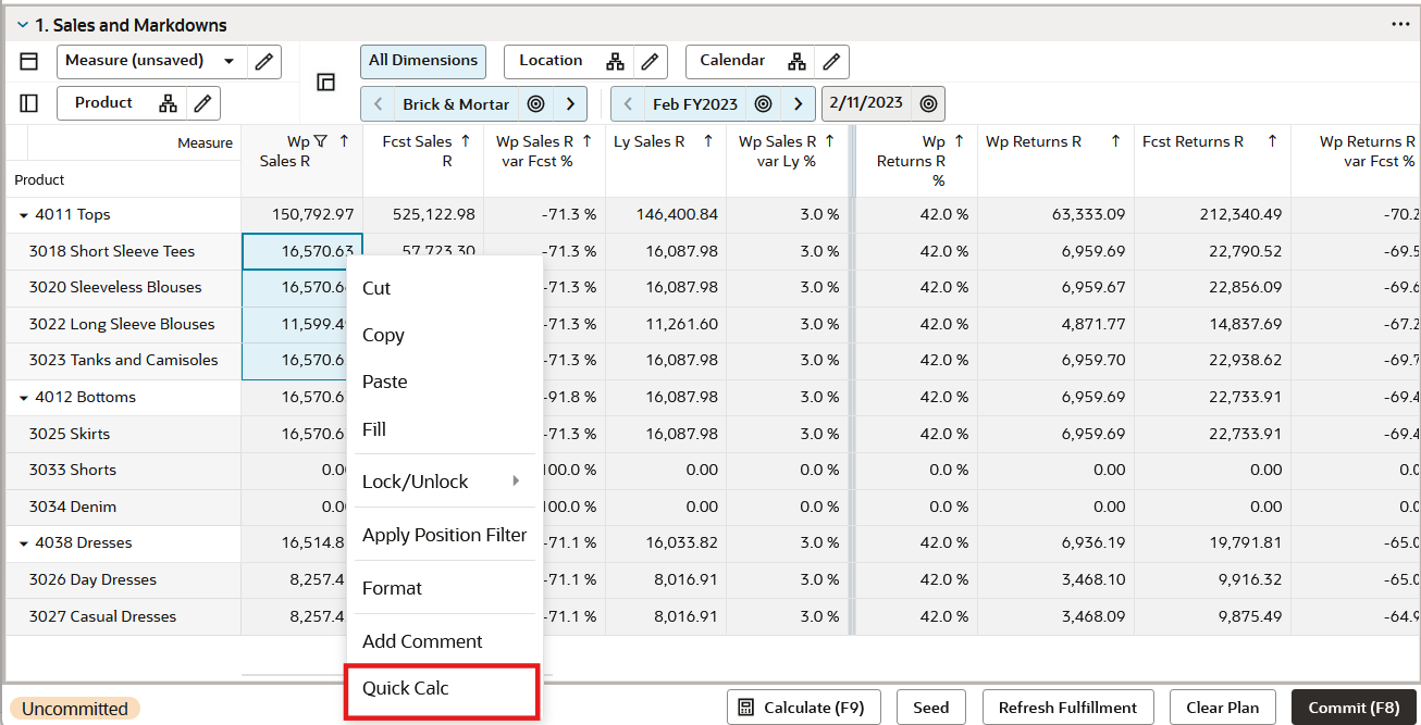 Context Menu Quick Calc Option