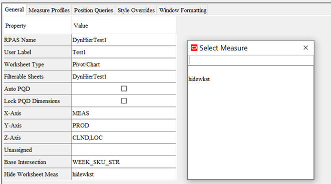 This image shows Select a Hide worksheet measure dialog box. This image shows Select a Hide worksheet measure dialog box.