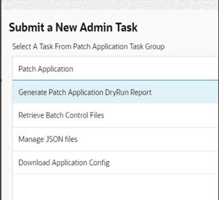 This image shows the Generate Patch Application Dry Run Report option. This image shows the Generate Patch Application Dry Run Report option.