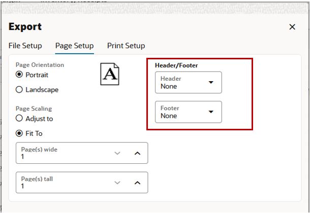Page Setup Header/Footer