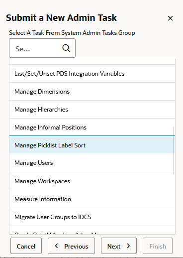 This image shows the manage picklist label sort task. This image shows the manage picklist label sort task.