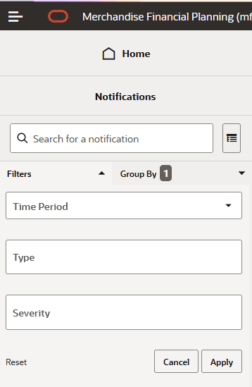 Notifications Filter Options