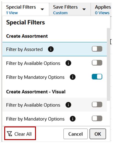 Clear Special Filters