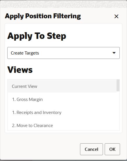 Applying Position Filter on a View in Current Step