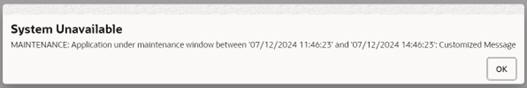 This image shows blackout error message for non-admin users. This image shows blackout error message for non-admin users.