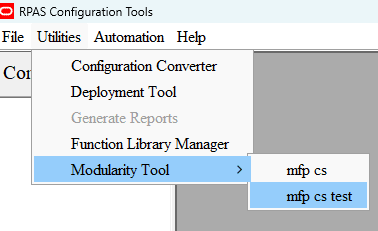 Modularity Tool SubMenu for Application Selection