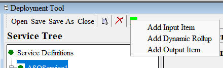 This image shows adding input/output item or dynamic rollups. This image shows adding input/output item or dynamic rollups.