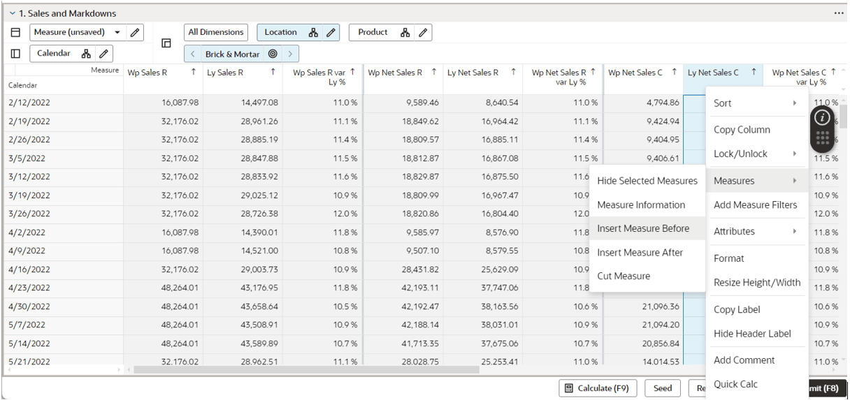 Select the Option, Insert Measures Before Select the Option, Insert Measures Before