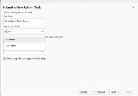 This image shows the blackout window run batch task group.
