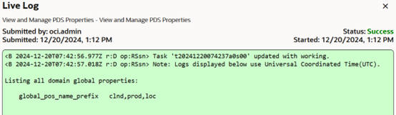This image shows the pds properties log. This image shows the pds properties log.