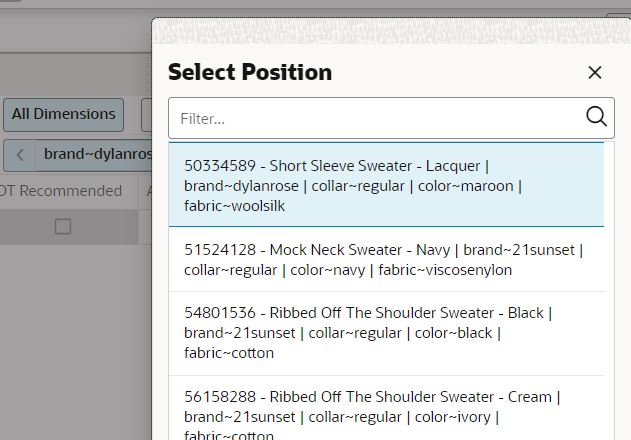 Using Edit to Display the List of Attributes in the Z-axis