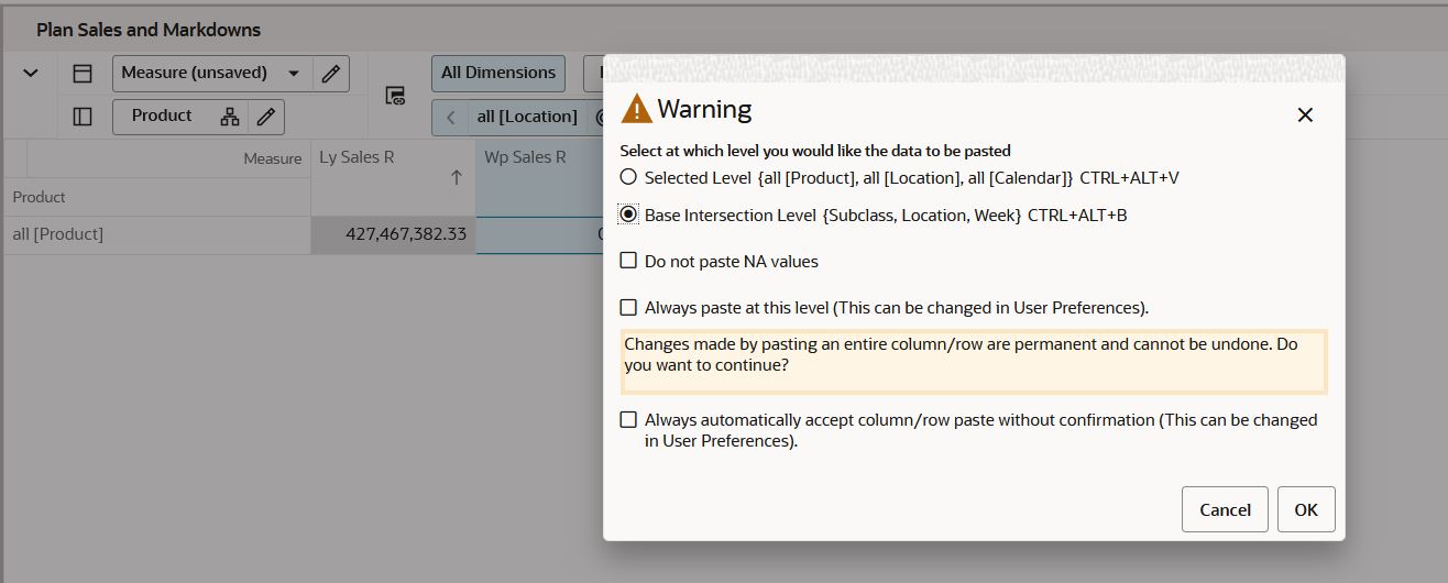 Paste at the Base Intersection Level