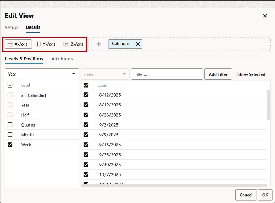 Viewing Axis Contents
