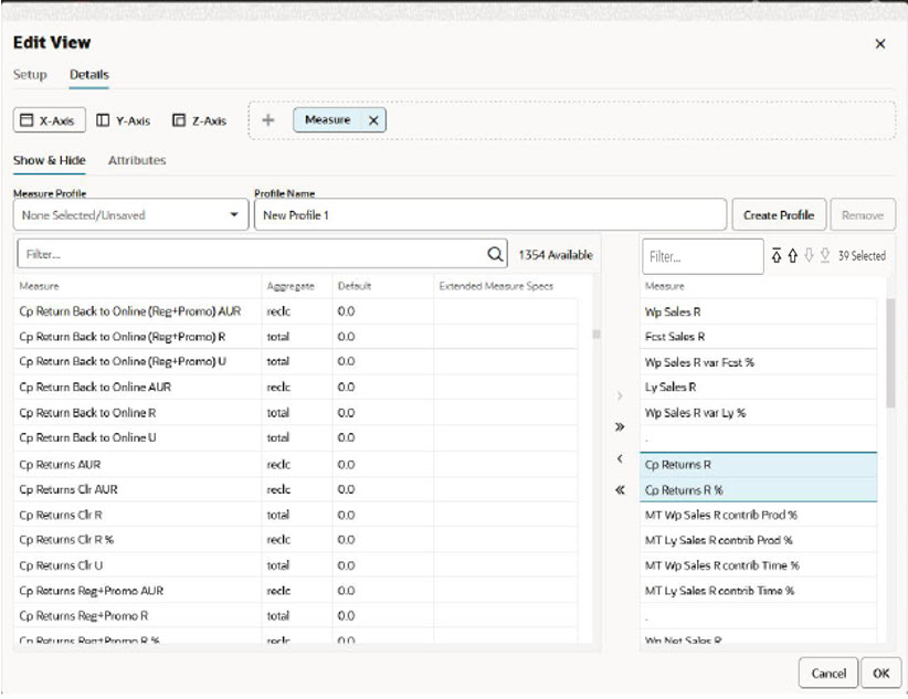 Selected Measures Added to Selected Measures List