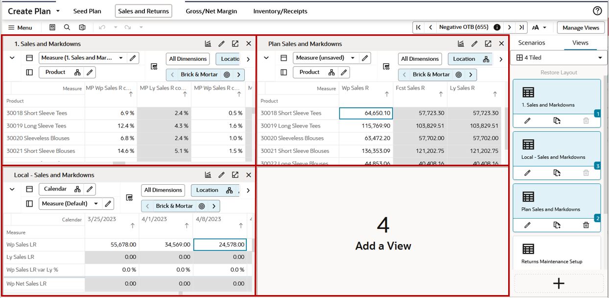 Four-Tile View Layout