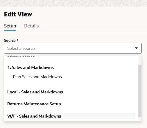 Edit View Setup Options