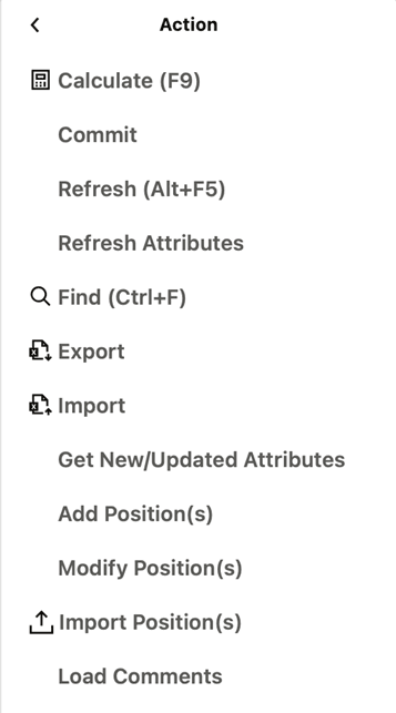 Action Menu Action Menu