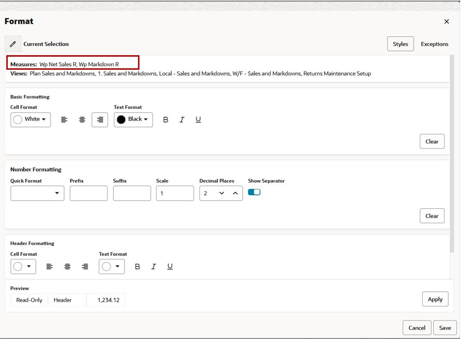 Selection Measure Summary