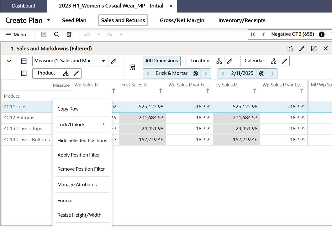 Remove Position Filter Option Enabled