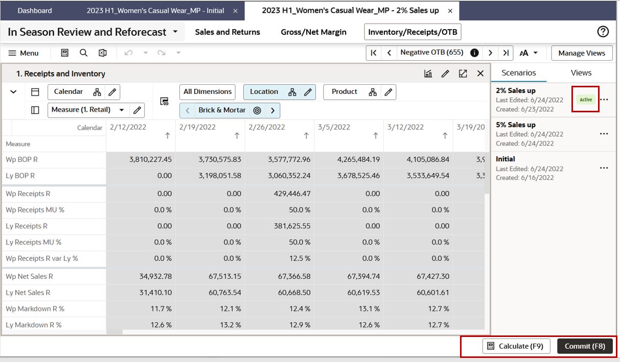 What-If Scenario Promoted to Master Scenario