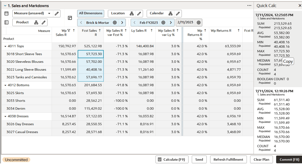 Copy Quick Calc Results
