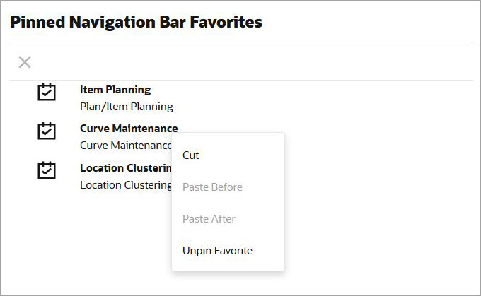 Pinned Navigation Bar Favorite