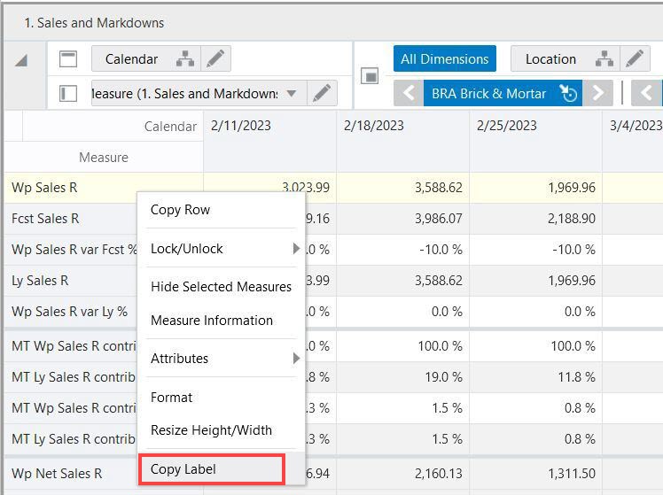Copy Label for Column or Row Header