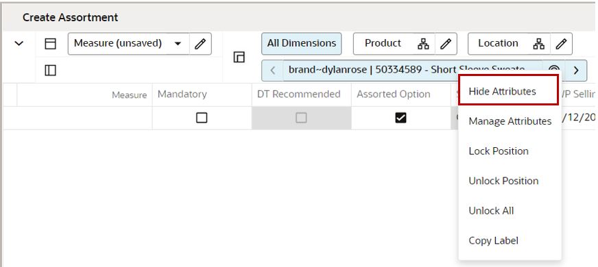 Hide Attributes Menu