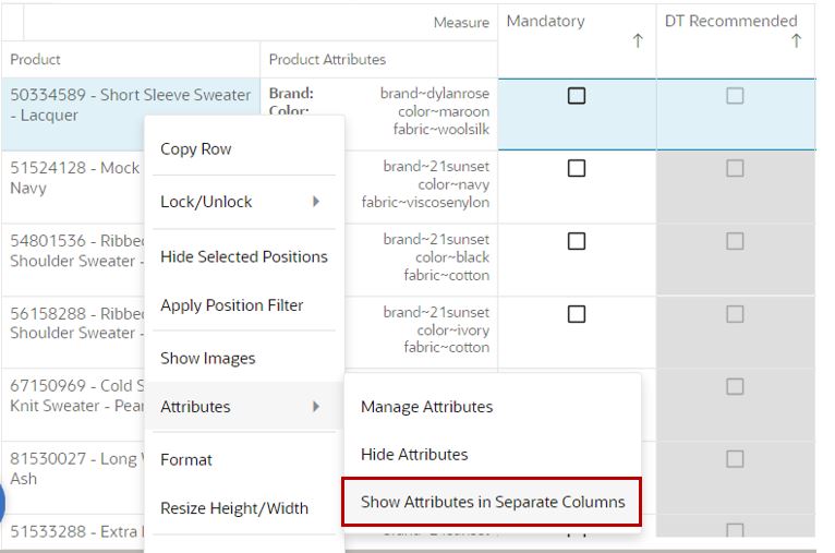 Context Menu - Show Attributes in Separate Columns