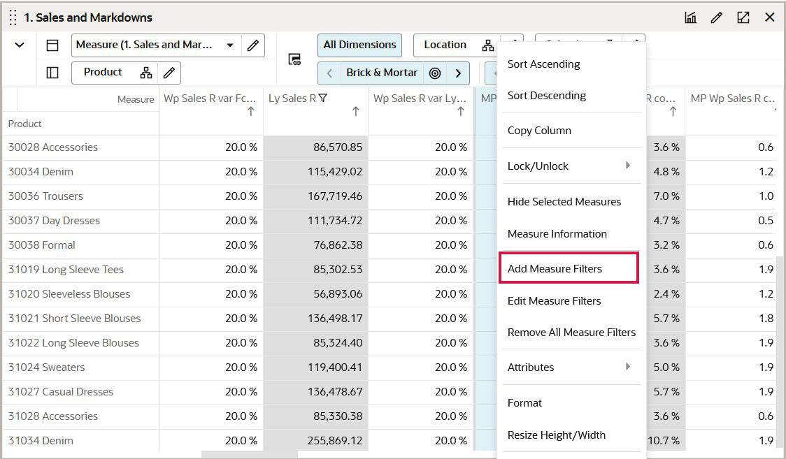 Add or Edit Measure Filter Options